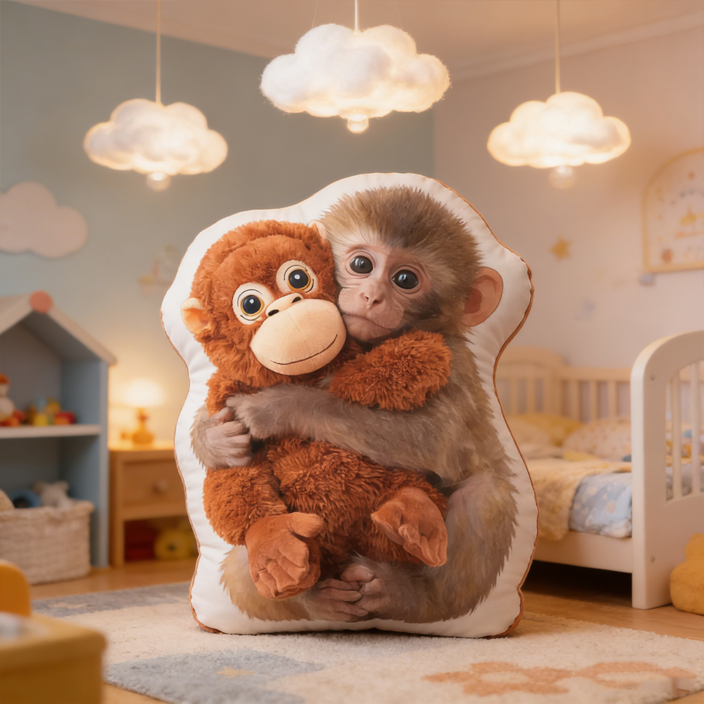 Personalized Punch the Monkey Hugging Pillow Custom Plush Pillow with Monkey Design for Kids and Animal Lovers