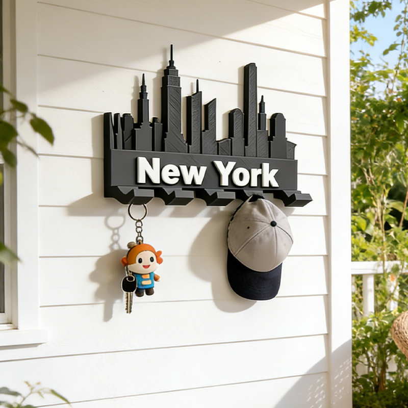 Personalized New York Skyline Key Holder for Football Fans 