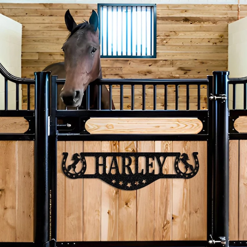 Personalized Metal Stable Sign Custom Horse Name Tag Equestrian Barn Decor Outdoor Farm Gift Horse Stall Name Plate