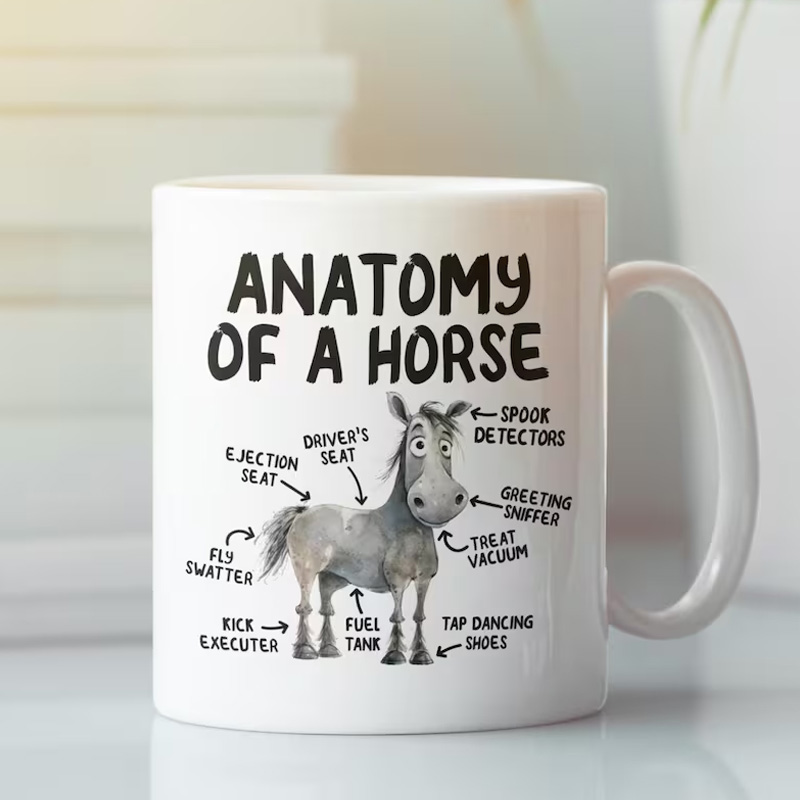 Funny Anatomy Of A Horse Cartoon Gift For Equestrian Rider Horse Lover Coffee Cup Mug