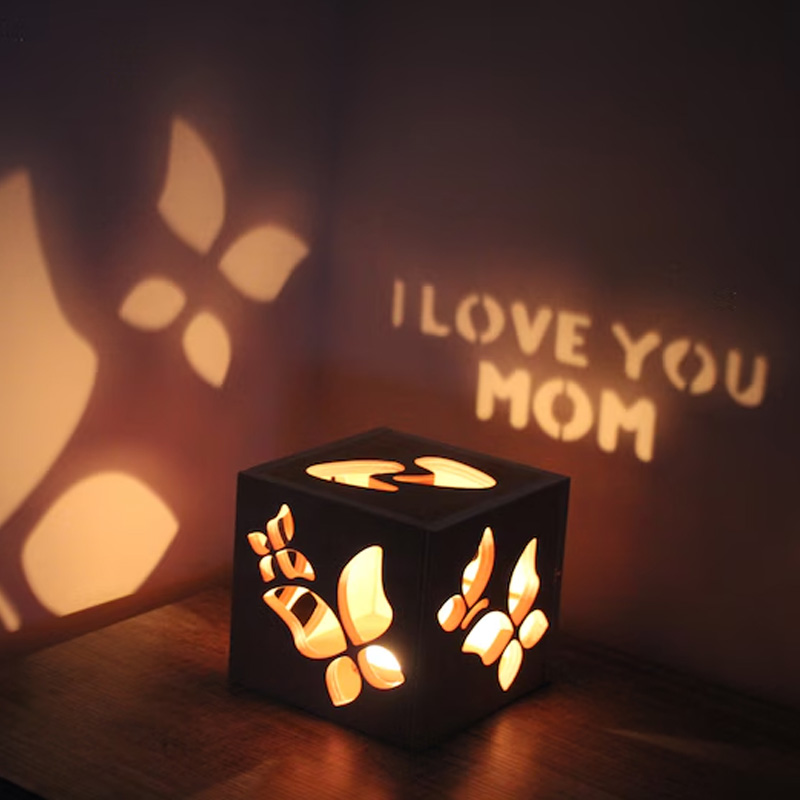 Personalized I Love You Mom Shadow Light Gift For Mothers Day Romantic Butterfly Cutout Home Decor Unique Lantern Centerpiece