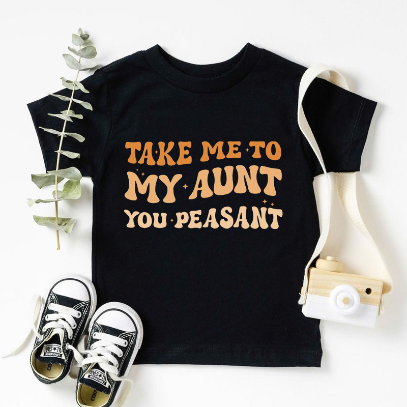 Take Me To My Aun Toddler Pullover T-Shirt Funny Vintage Kids Natural T-Shirt Minimalist I Love My Aunt Natural Toddler Tee