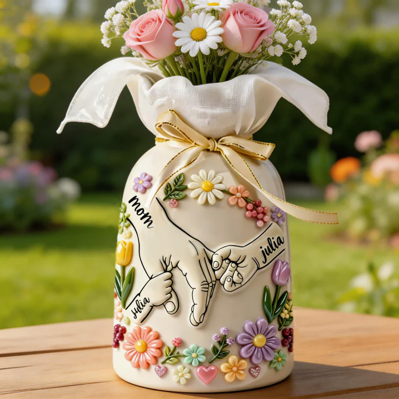 Personalized Mother Gift Ceramic Floral Decor Home Decoration Rustic Country Style Centerpiece Flower Vase Mother's Day Gift