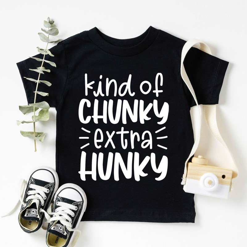 Kind of Chunky Extra Hunky Funny Kids T-Shirt Chunky Is the New Hunky Kids Tee Funny T-Shirt for Kids