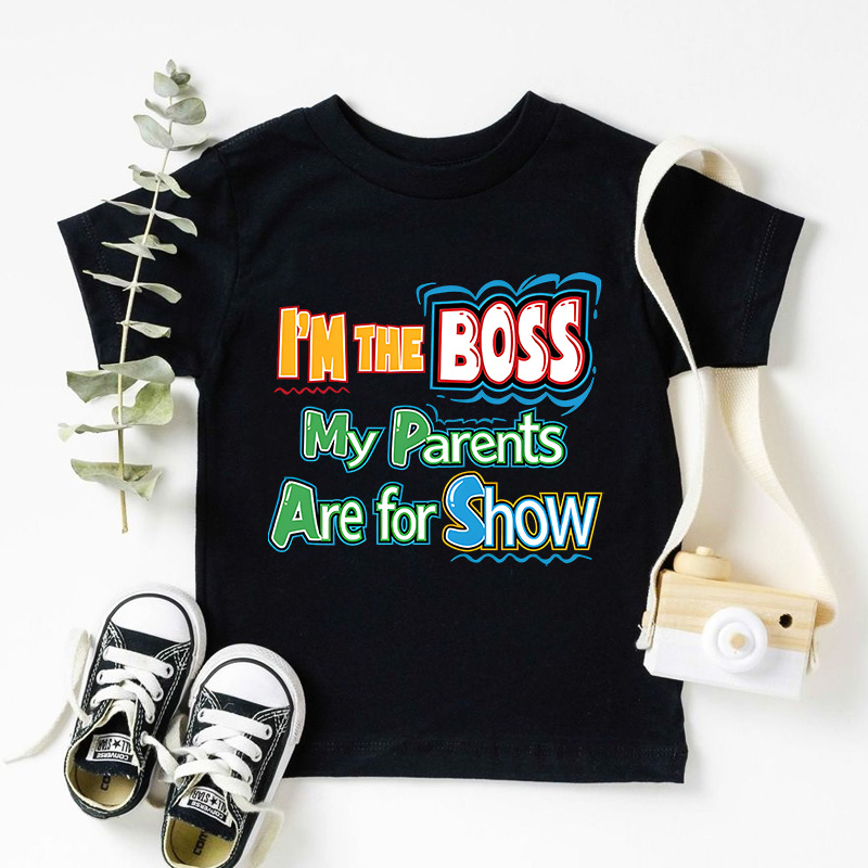 Funny Boss Quote Gift For Kids Cute Confident Saying Colorful Letters Family Humor Outfit Kid's T-Shirt