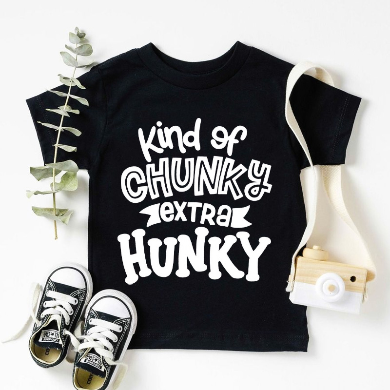 Kind Of Chunky Extra Hunky Kid's Shirt Cute Toddler Boy T-Shirt Chunky Is the New Hunky Kids Tee Funny T-Shirt for Kids