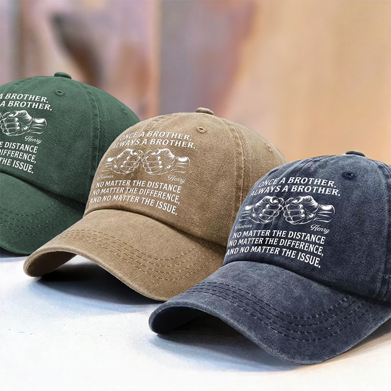 Personalized Vintage Washed Denim Baseball Cap Birthday Gifts for Brother Always a Brother