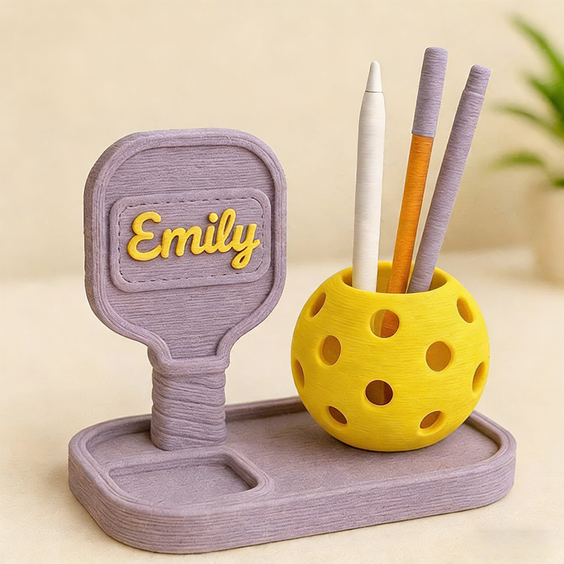 Personalized 3D Printed Pickleball Pen Holder Desk Organizer Cute Pickleball Gift for Women Coaches & Coworkers