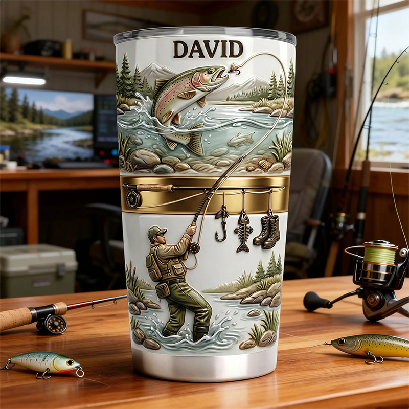 Personalized Lake Days Fishing Tumbler Custom Name Gift for Fishing Lovers