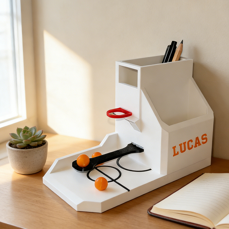 Personalized 3D Printed Basketball Desk Organizer with Custom Name for Sports Fans