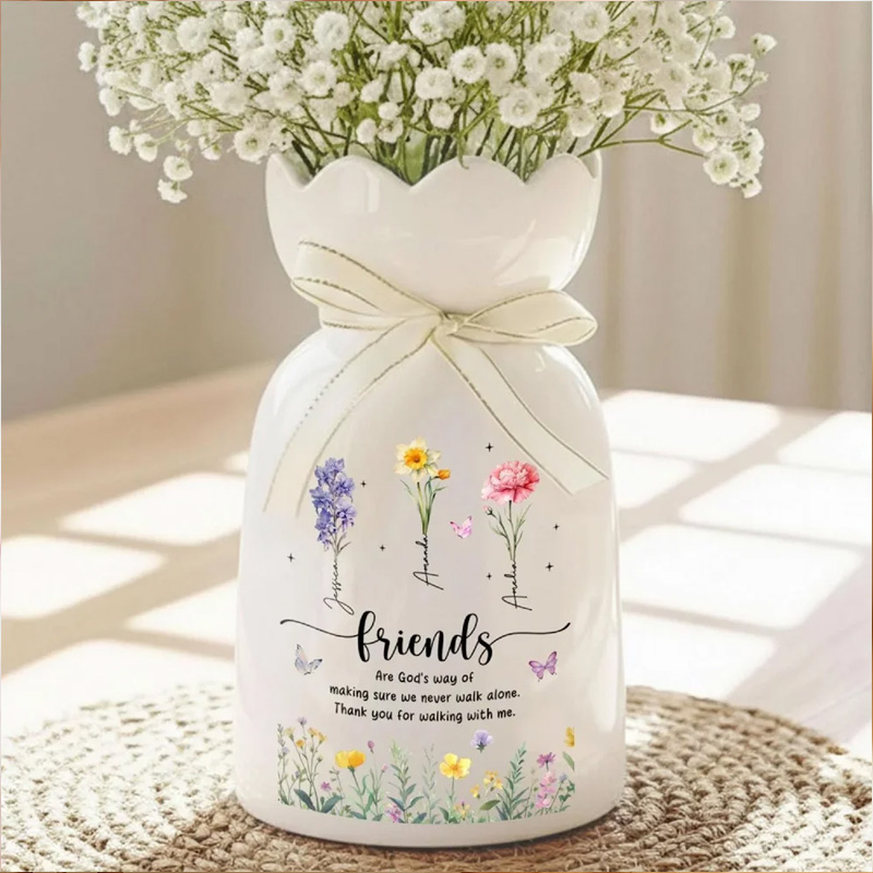 Personalized Best Friends Flower Vase Besties Birth Month Ceramic Flower Vase Soul Sisters Gift BFF Friendship Decor Gifts