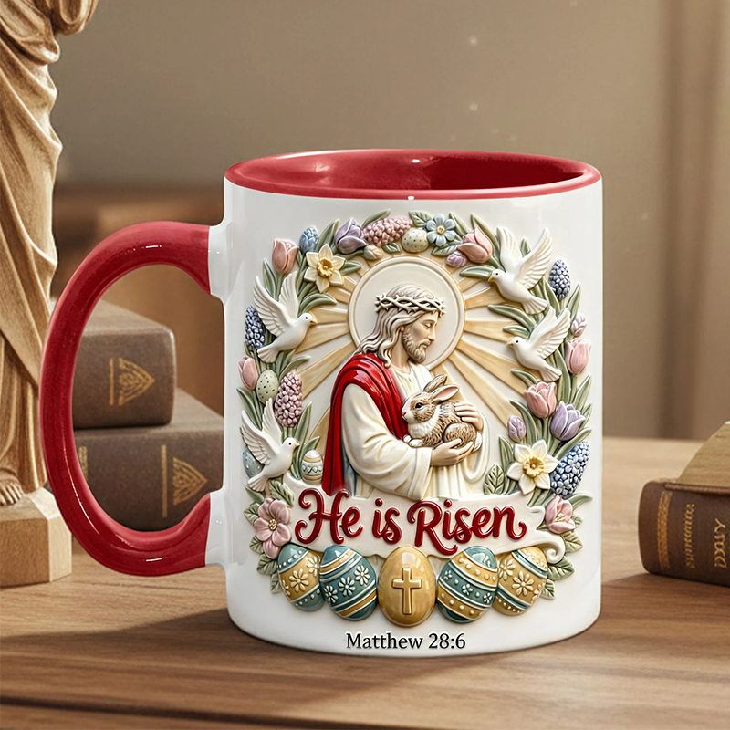 Personalized "He is Risen" Easter Mug Custom Name Christian Gift