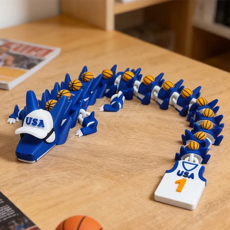 Personalized 3D Printed Basketball Dragon Toy with Custom Jersey for Basketball Loving Kids