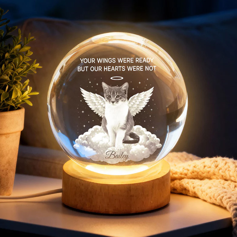 Personalized Your Light Will Always Shine in My Heart Pet Memorial  Crystal Ball LED Night Light Heartfelt Remembrance Keepsake