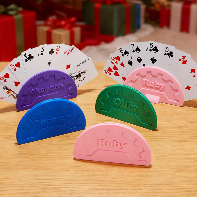 Personalized 3D Printed Convenient Multicolor Small Hands Card Holder with Name Family Game Birthday Gift for Children Card Lovers