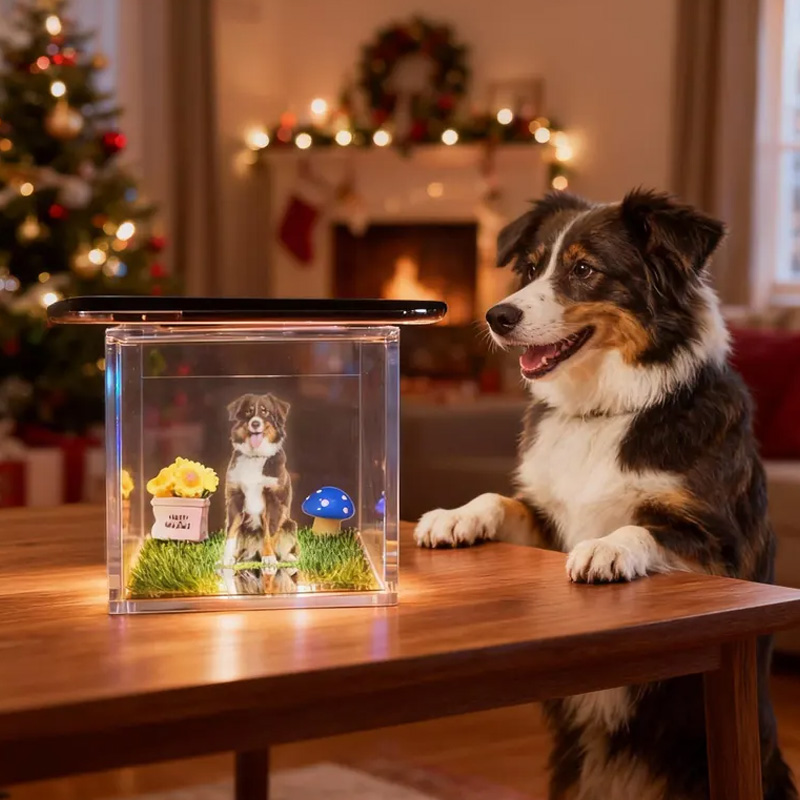 Personalized Pet Holographic Digital House with Name and Dates Custom Memorial Acrylic Light Display Pet Lover Gifts