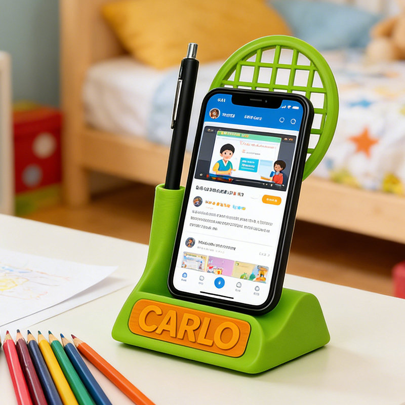 Personalized 3D Printed Tennis Desk Organizer with Phone Stand and Custom Name for Tennis Lovers