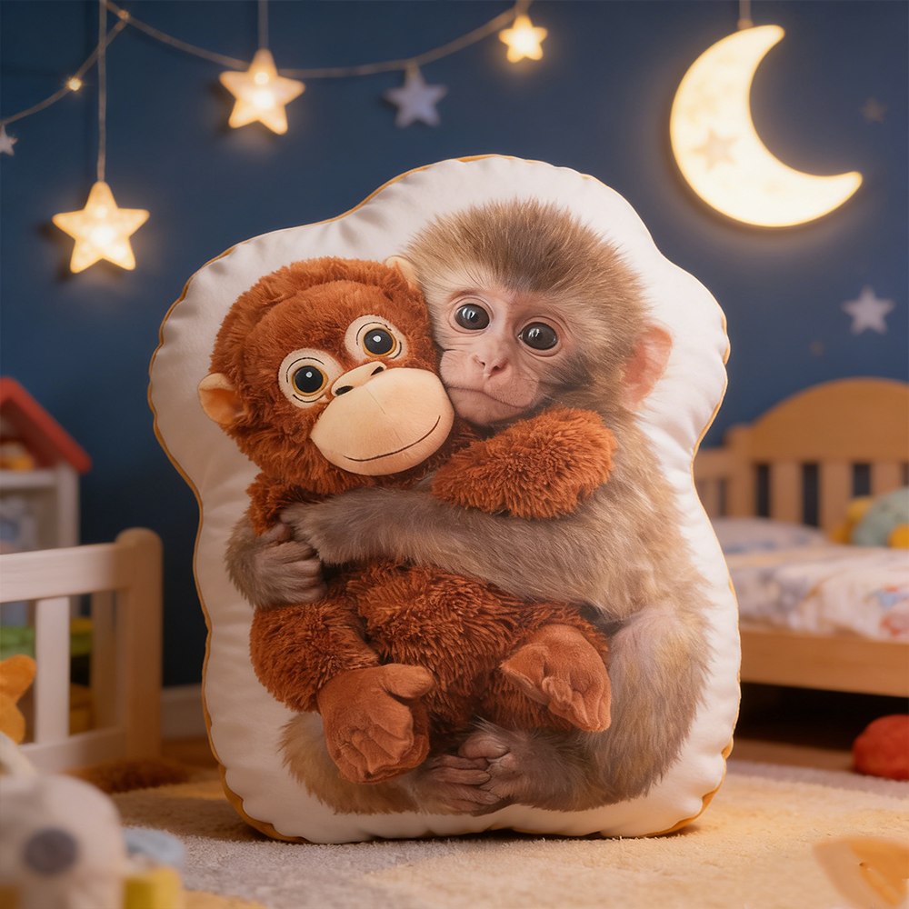Personalized Punch the Monkey Hugging Pillow Custom Plush Pillow with Monkey Design for Kids and Animal Lovers