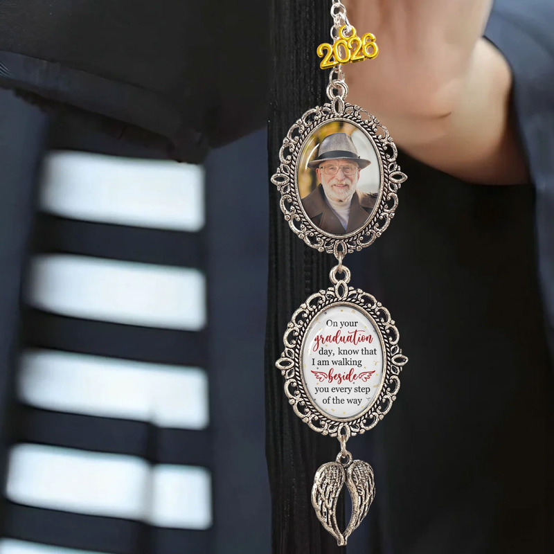 Personalized Graduation Tassel Photo Charm Graduation Walking Beside You Every Step 