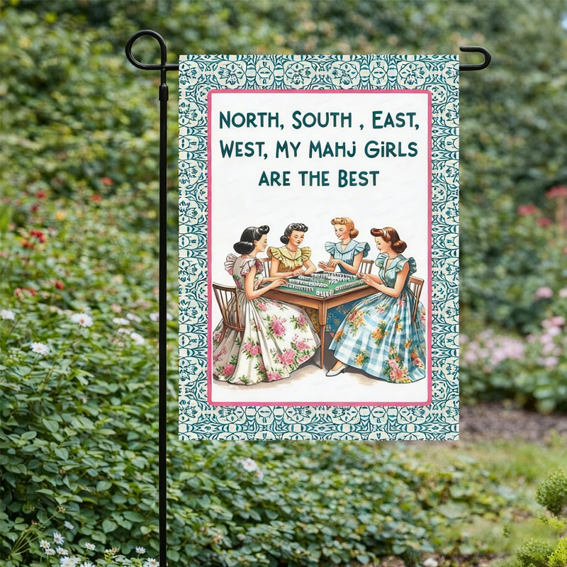 Mahjong Front Pastel Pink & Blue Door Welcome Flag Mahjong Game Girls Night Decoration Garden Flag It’s Mahjong Time Garden Flag Mahjong Lover Gift Game Night