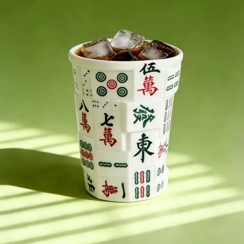 Handmade Ceramic Mahjong Mug Player Coffee Cup Mahjong Lover Gift