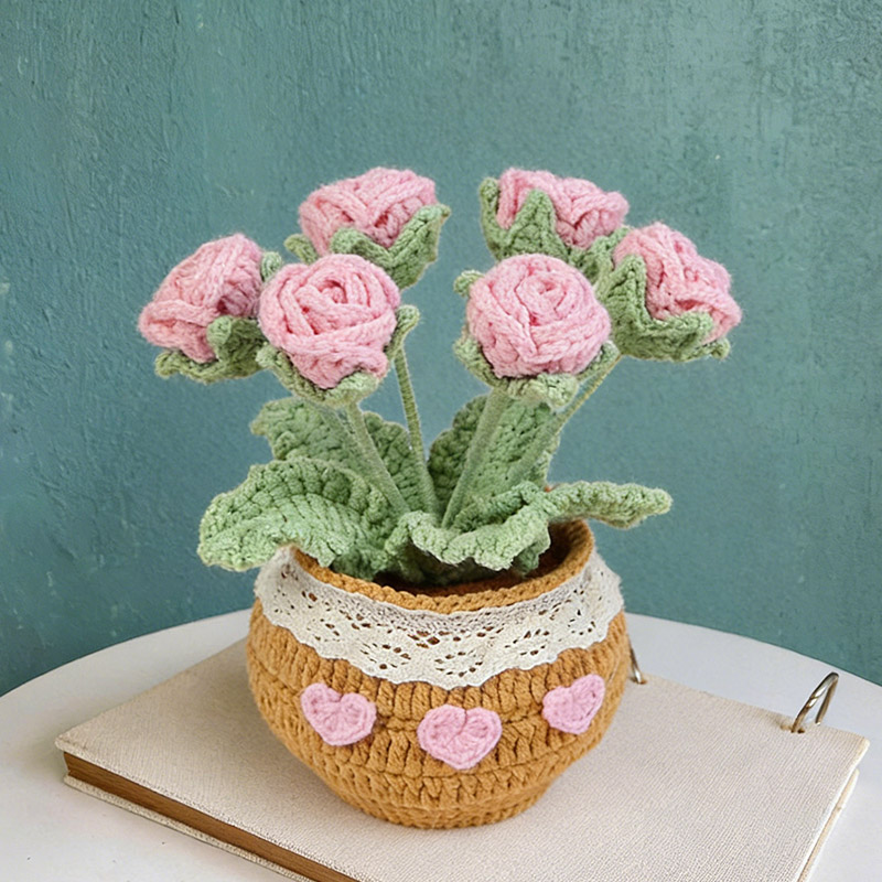 Mothers Day Gift Handmade Knitted Flower Pot Crochet Tulip Plant Gift for Mom Grandma Mother's Day Gifts