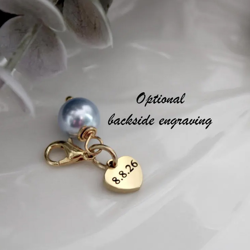 Personalized Custom Name Wedding Gift Something Blue Charm Bridal Accessory for Bride Blue Bouquet Clip with Pearl