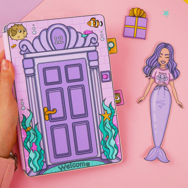Creative Magical Undersea Mermaid Door Story Book Toy for Kids Imagina