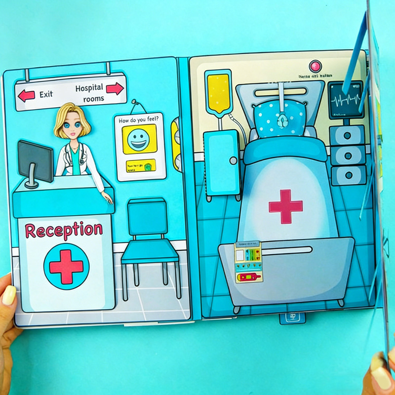Creative Kids Hospital Doctor Nurse Role Play Educational Learning Toy Book Paper Play Set