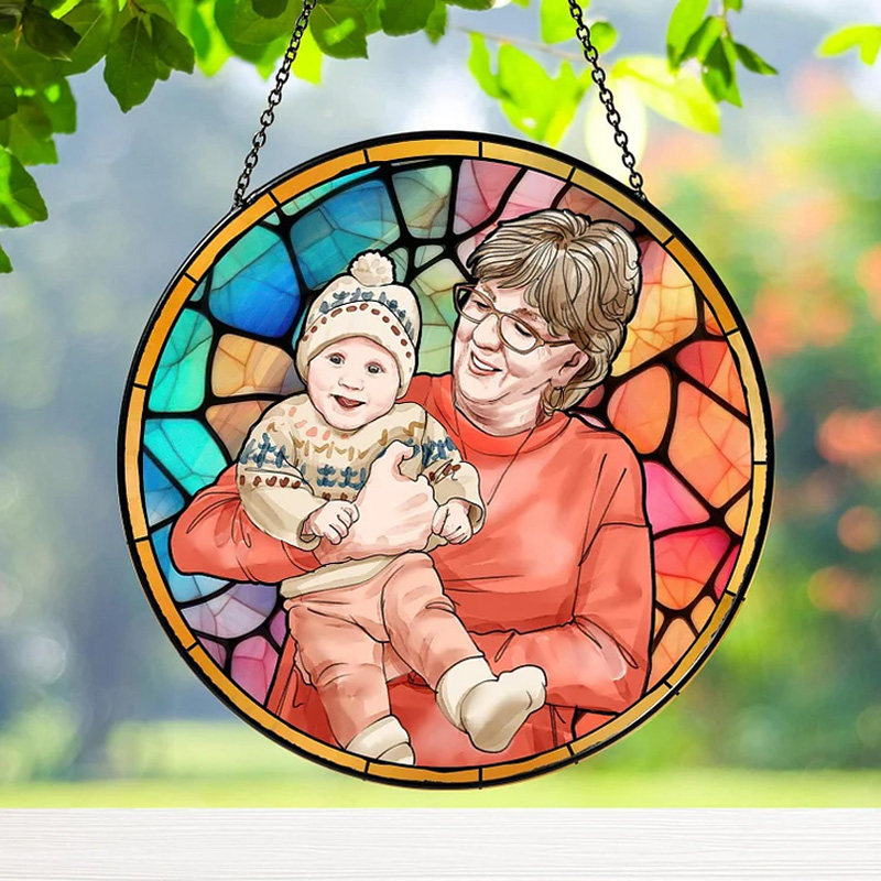 Personalized Grandma Portrait Suncatcher Window Hanging Mother's Day Gifts