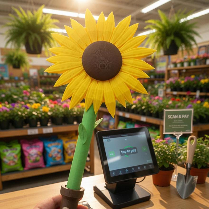 Personalized  Sunflower Tap to Pay Wand Credit Card Reacher for Drive Thrus Vendors 