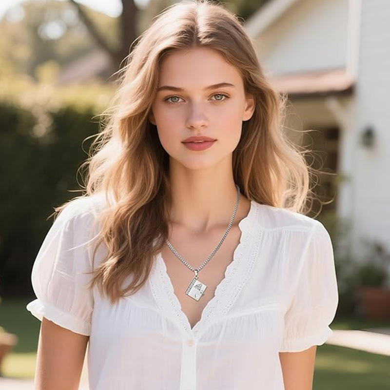 Personalized Book Necklace for Granddaughter Silver Locket Charm Pendant Gift Jewelry Engraved Book Necklace