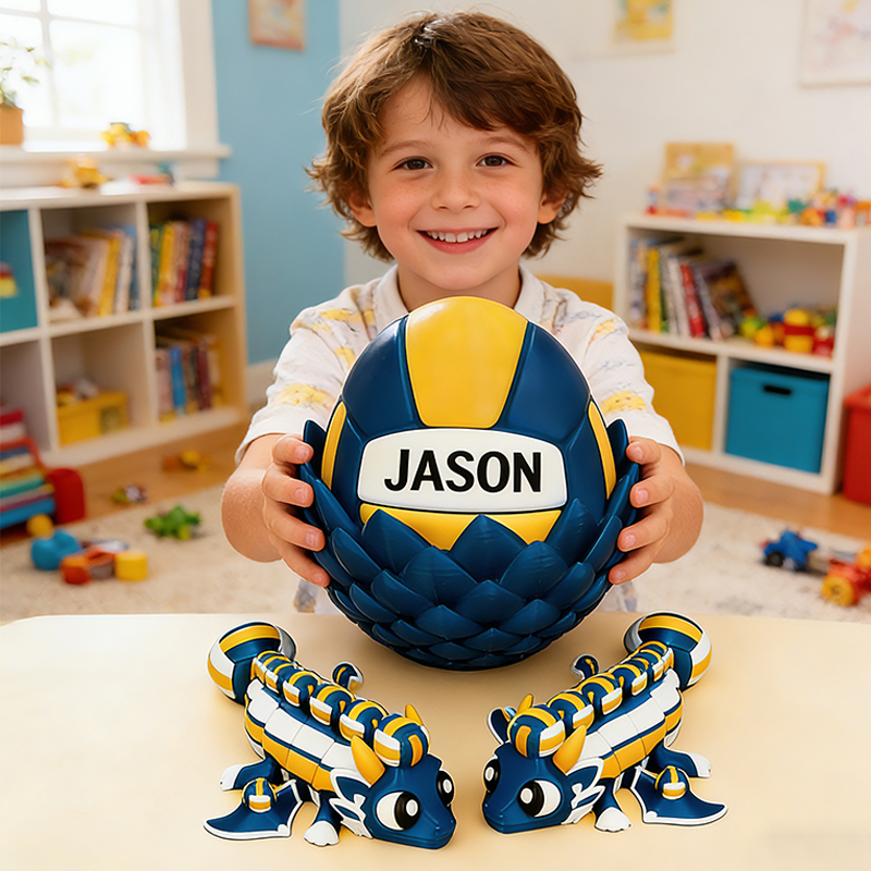 Personalized 3D Printed Volleyball Dragon and Egg Toy Set with Custom Name for Kids and Fans