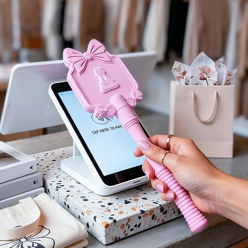 Personalized Pink Bow Tap to Pay Wand Custom 3D Printed Payment Accessory Cute Credit Card Holder for Shopping for Girls