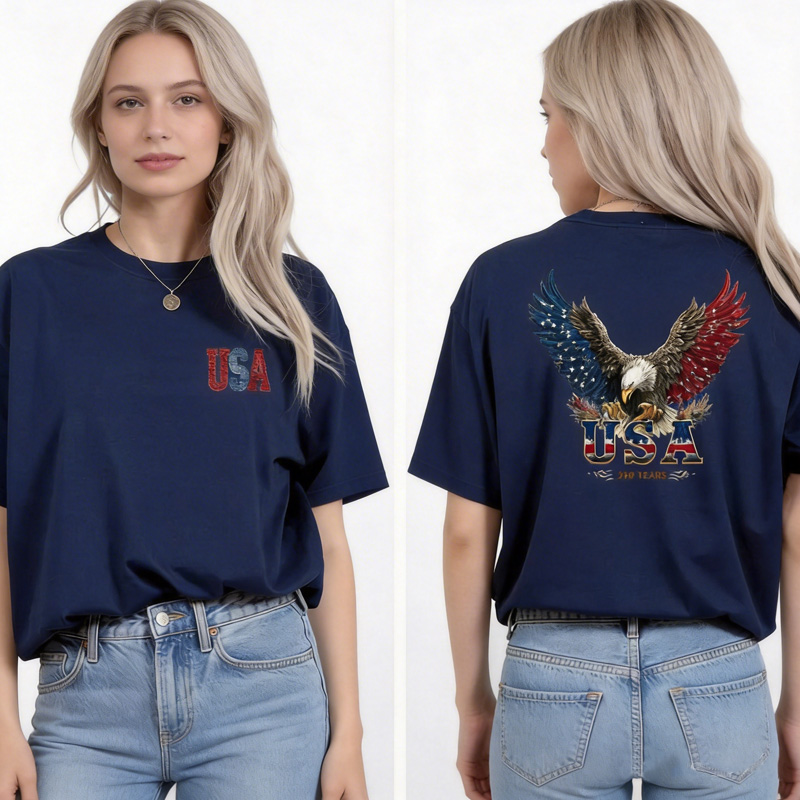 Vintage American Eagle USA Flag Graphic Patriotic Freedom Spirit Casual Independence Celebration T Shirt