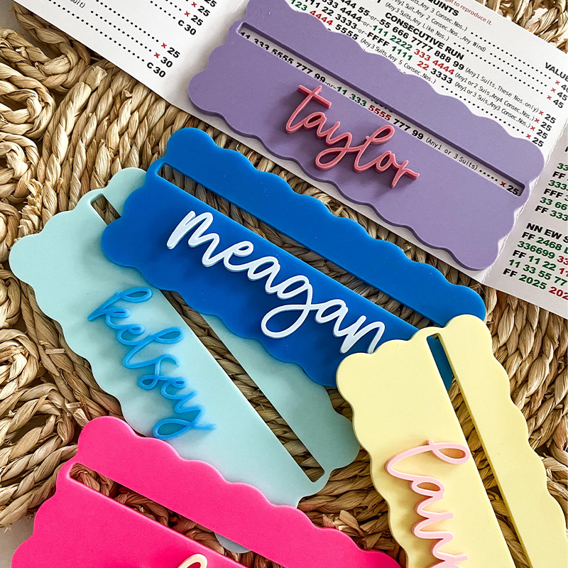 Personalized Acrylic Mahjong Line Reader Colorful Scalloped Line Reader Custom Name Game Accessory for Mahjong Lovers