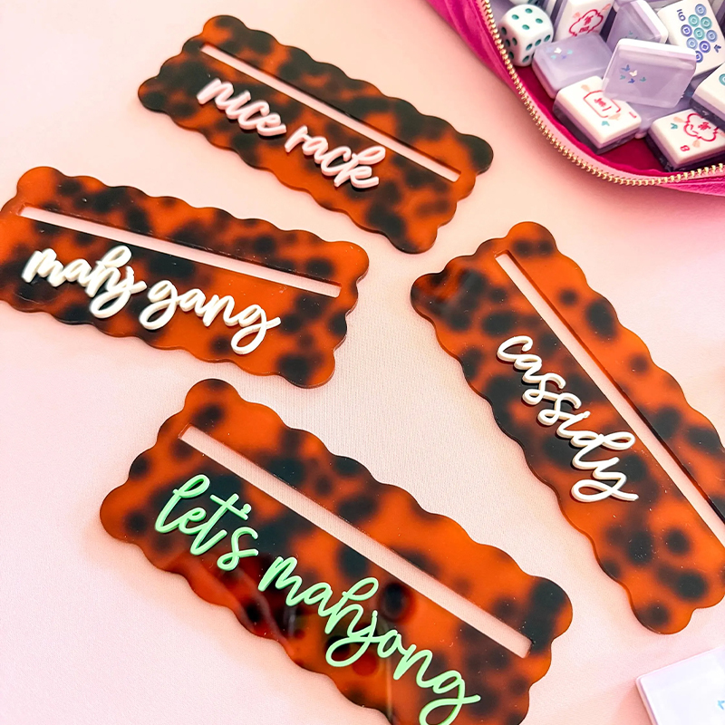 Personalized Tortoise Shell Mahjong Line Finder Scalloped Tortoise Shell Mahjong Line Reader Gifts for Mahjong Lovers