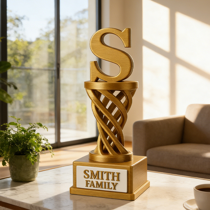Personalized 3D Printed Basketball Trophy with Custom Family Name for Celebrations
