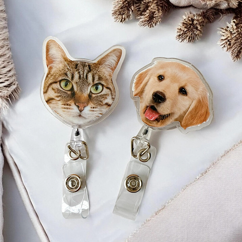 Personalized Badge Reel Nurse Badge Reel Funny Dog Badge Reel Cat Badge Reel Retractable Badge Holder ID Badge Buddy 