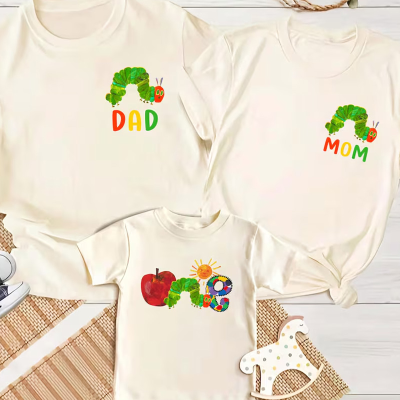 Personalized Cute Name Print Colorful Funny Outfit Custom Text Cotton T Shirt Set Parent Child Outfit Personalized Family Matching