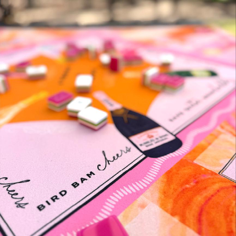 Personalized Pink Marble Mahjong Table Mat Babe and Bubbly  Champagne Party Mahjong Mat Bridal Party Mahjong Table Mat for American Mahjong Lovers