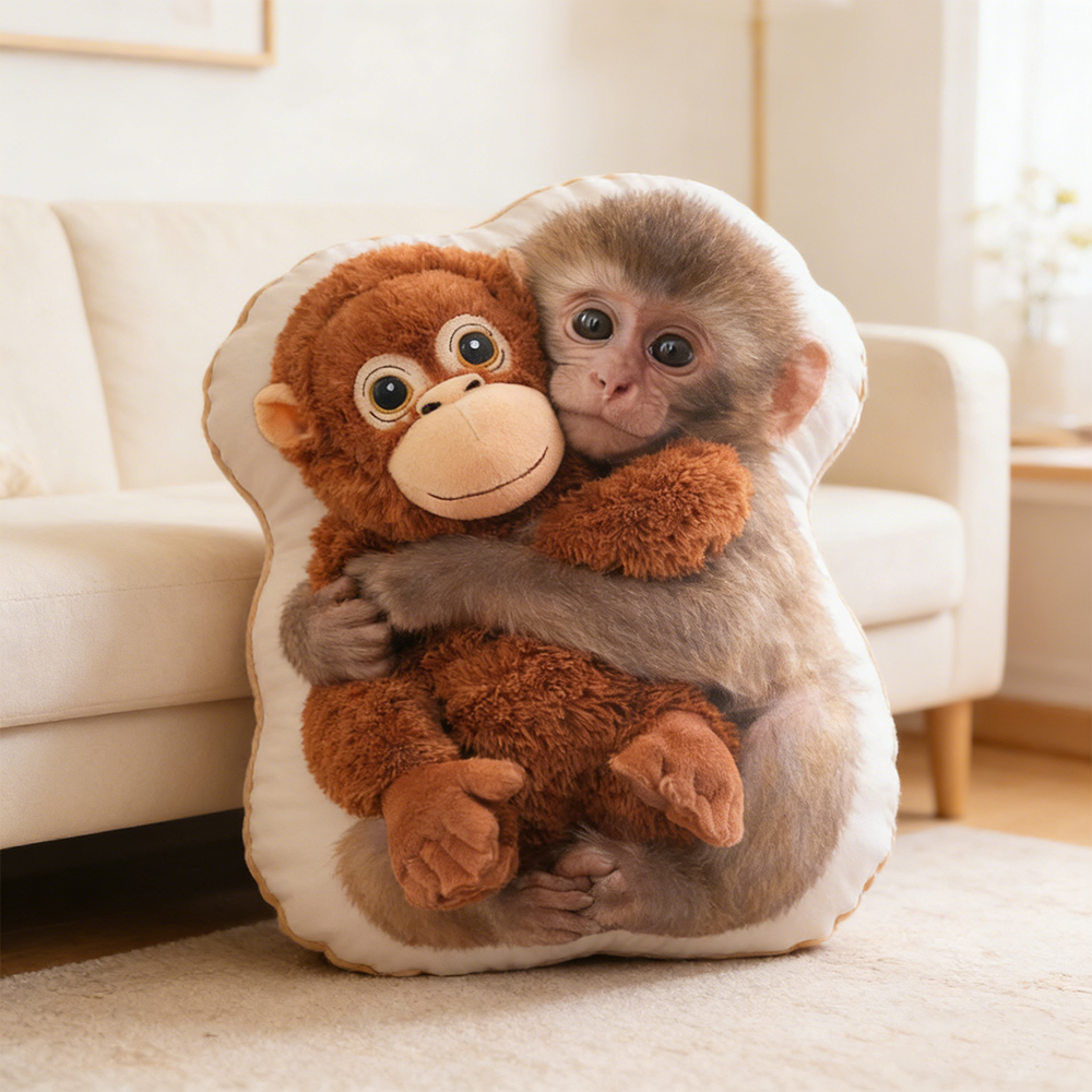 Personalized Punch the Monkey Hugging Pillow Custom Plush Pillow with Monkey Design for Kids and Animal Lovers