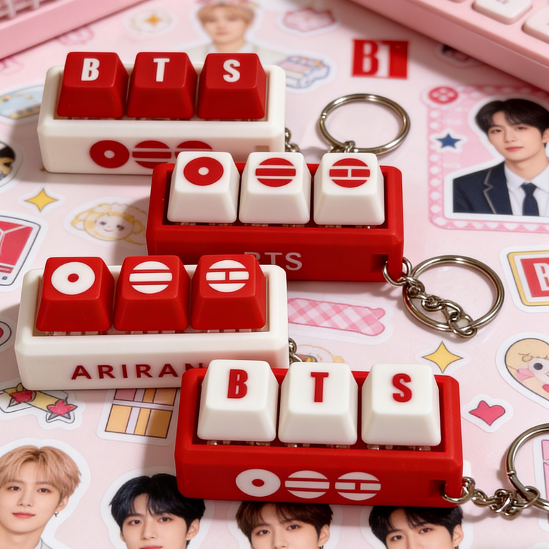 Kpop Keychain Creative Stress Relief Toy Fun Gift for Fans Unique Gadget K-pop Inspired Arirang Keyboard Fidget Clicker