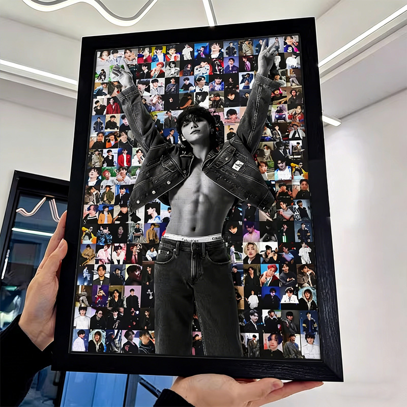  Kpop Collage Unique Wall Art Puzzle Handmade Creative Gift Home Decoration Aesthetic Puzzle with Picture Frame