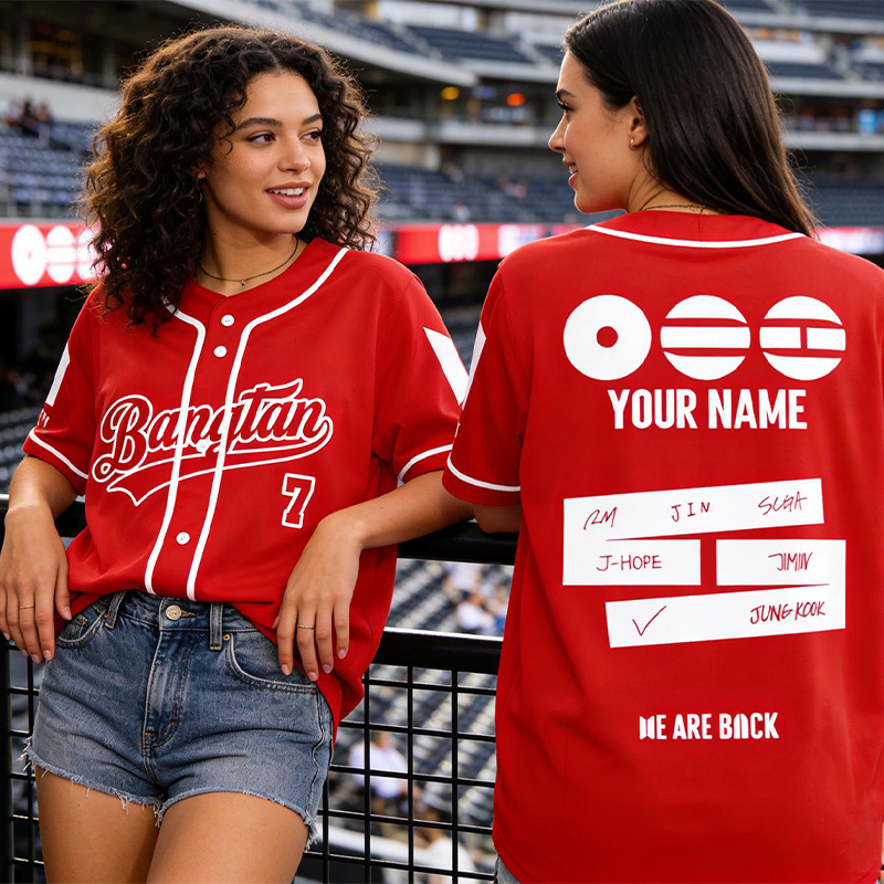 Custom BTS Kpop Baseball Jersey,Unisex Banggtan Fan Merch,Personalized Army Fan Lovers Jersey,BTS 2026 Arirang World Tour Merch Jersey