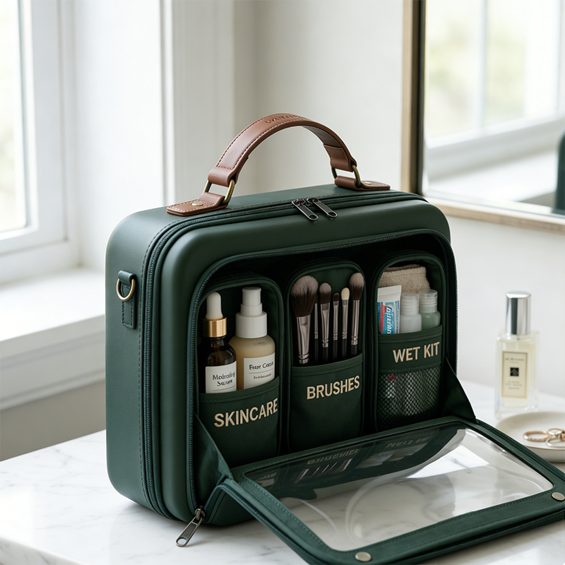 Personalized Travel Toiletry Bag  for  Women  Custom Name Makeup Organizer with Clear Window Waterproof Cosmetic Case Gift for Traveler