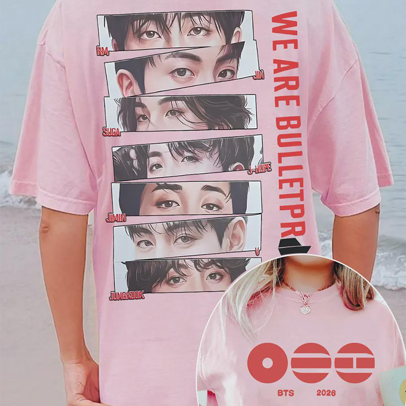 Personalized BTS We Are Bulletproof Tour 2026 T-Shirt Member Eyes Art K-Pop Tee for ARMY