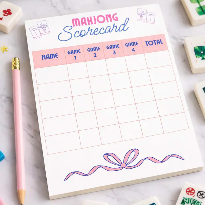 Cute Pastel Style Game Tracker Personalized Stationery Fun Gift for Players Party Supplies Mahjong Scorebook Notepad