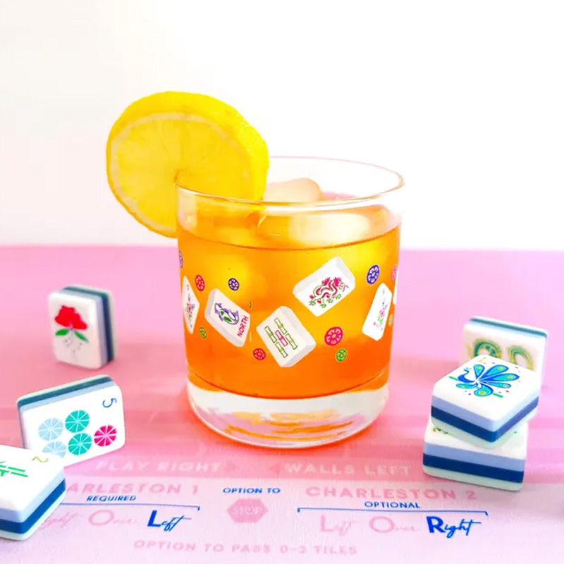 Colorful Retro Style Fun Party Drinkware Unique Gift for Game Lovers Home Bar Decoration Mahjong Tiles Highball Cocktail Glasses