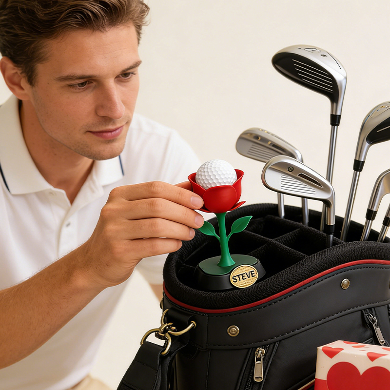 Personalized 3D Printed Rose Golf Ball Display Stand with Custom Name Valentine's Day Gifts 